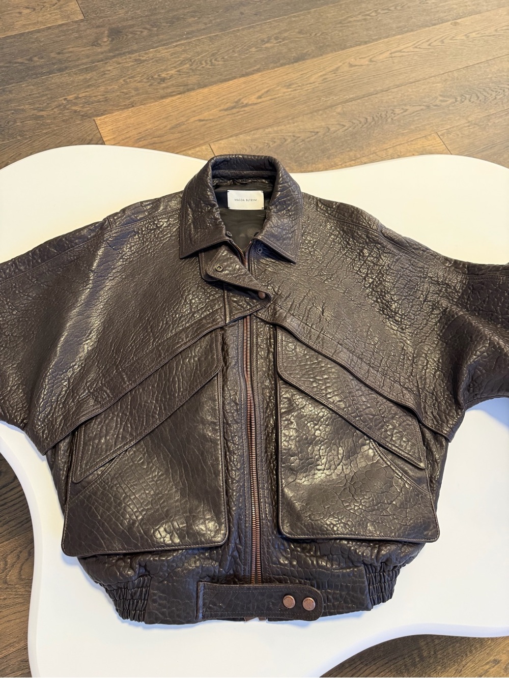 Magda Butrym chocolate brown leather jacket 36 - Picture 2 of 12